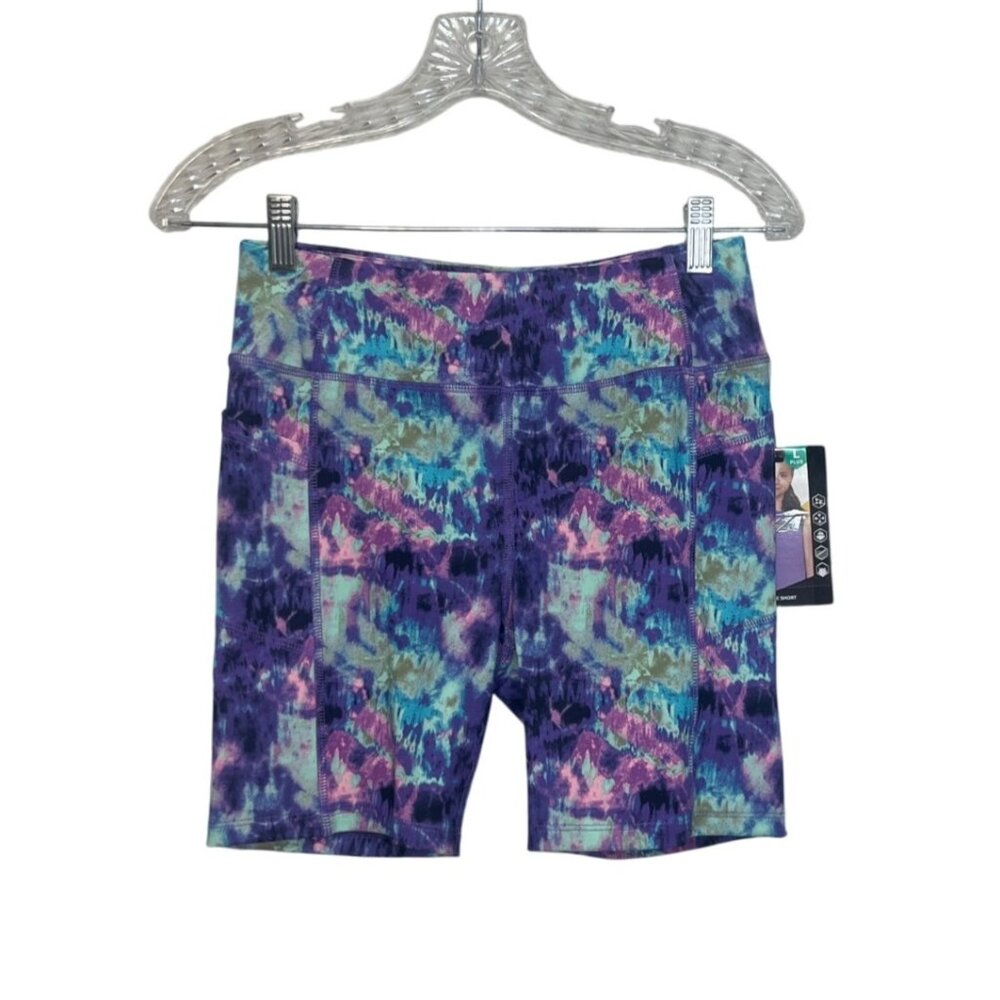 Avia Tie Dye Bike Shorts Girls Large Multicolor Purple New